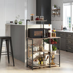Kitchen cupboard - Bakery rack - Microwave shelf with herb rack - Vintage Gray/Black