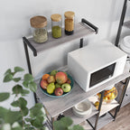 Kitchen cupboard - Bakery rack - Microwave shelf with herb rack - Vintage Gray/Black