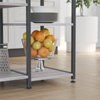 Kitchen cupboard - Bakery rack - Microwave shelf with herb rack - Vintage Gray/Black
