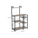 Kitchen cupboard - Bakery rack - Microwave shelf with herb rack - Vintage Gray/Black