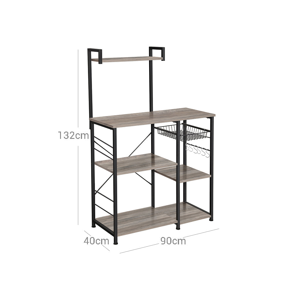 Kitchen cupboard - Bakery rack - Microwave shelf with herb rack - Vintage Gray/Black