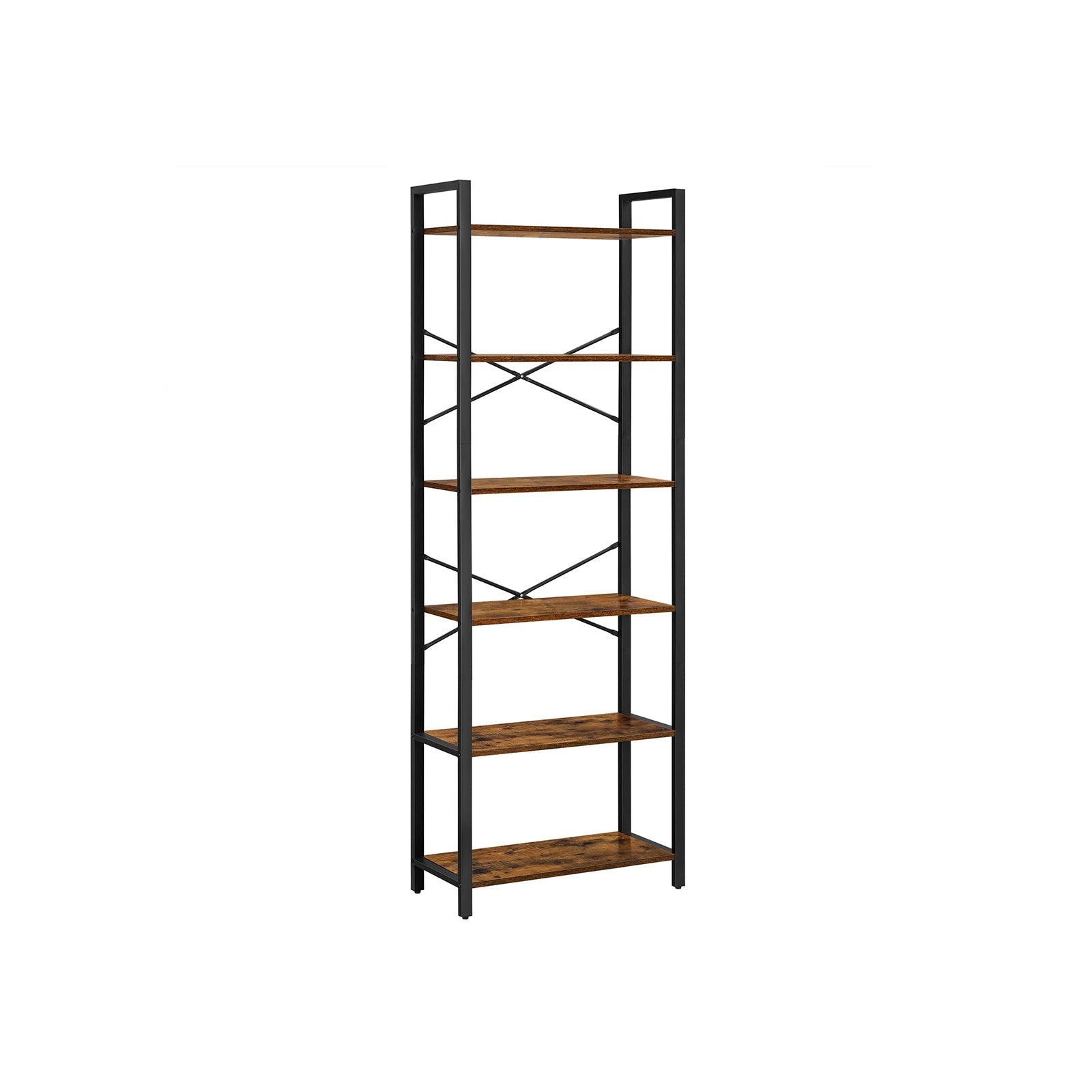Bookcase - 6 levels - 30 x 120 x 172.5 cm - Vintage brown / black