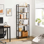 Bookcase - 6 levels - 30 x 120 x 172.5 cm - Vintage brown / black