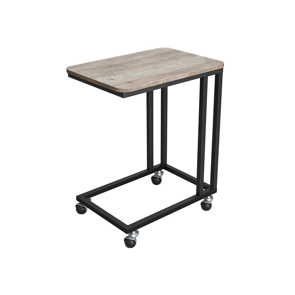 Side table-C-shape-On wheels-Ebony Black