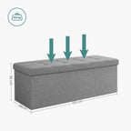 Storage bench - seating box - Foldable - load capacity 300 kg - light gray