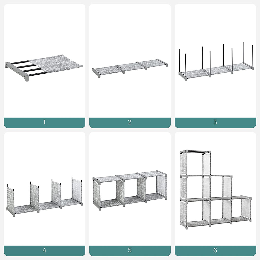 Bookcase - Cube cabinet - Storage cabinet - 6 compartments - Gray