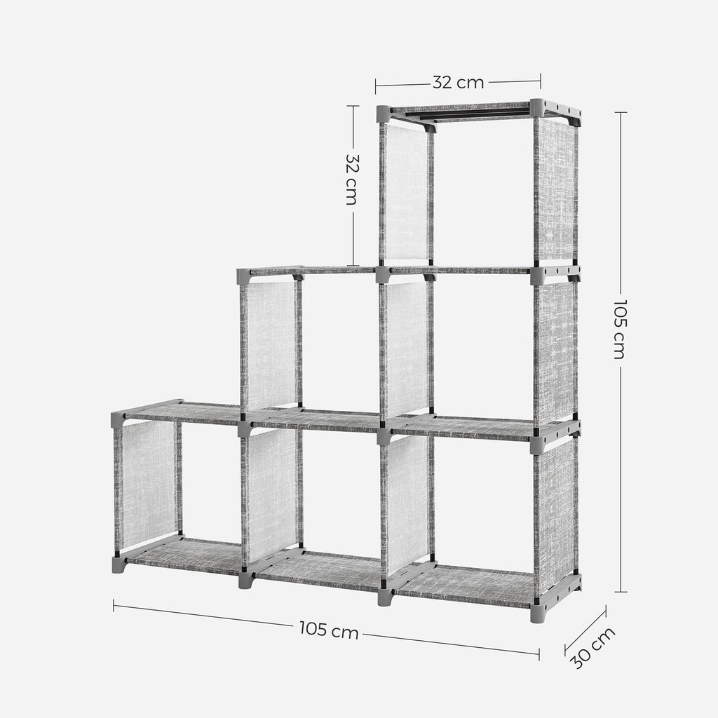 Bookcase - Cube cabinet - Storage cabinet - 6 compartments - Gray