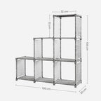 Bookcase - Cube cabinet - Storage cabinet - 6 compartments - Gray