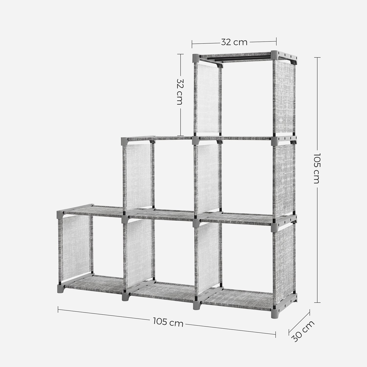 Bookcase - Cube cabinet - Storage cabinet - 6 compartments - Gray