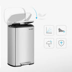 Garbage bin - Pedal bin - 50l - Stainless steel - Softclose - airtight - plastic inner bucket