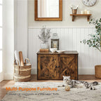 Cat tray furniture - Cat house with doors - Vintage brown / black