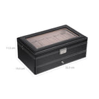 Watchbox - with drawer - 12 watches - jewelry box - Glass lid - Black