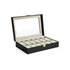 Watchbox - 12 watches - Glass lid - Black