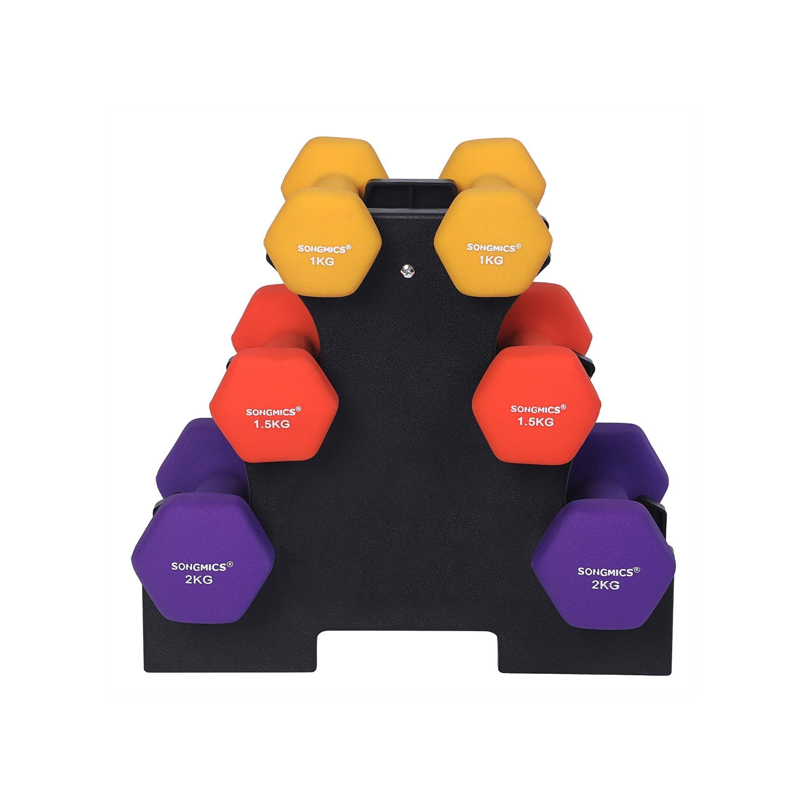 Dumbbell set - Dumbbells with holder - 1, 1.5, 2 kg - set of 6