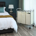 Laundry basket - Washer - 3 courses - removable bags - Beige