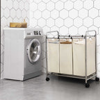 Laundry basket - Washer - 3 courses - removable bags - Beige