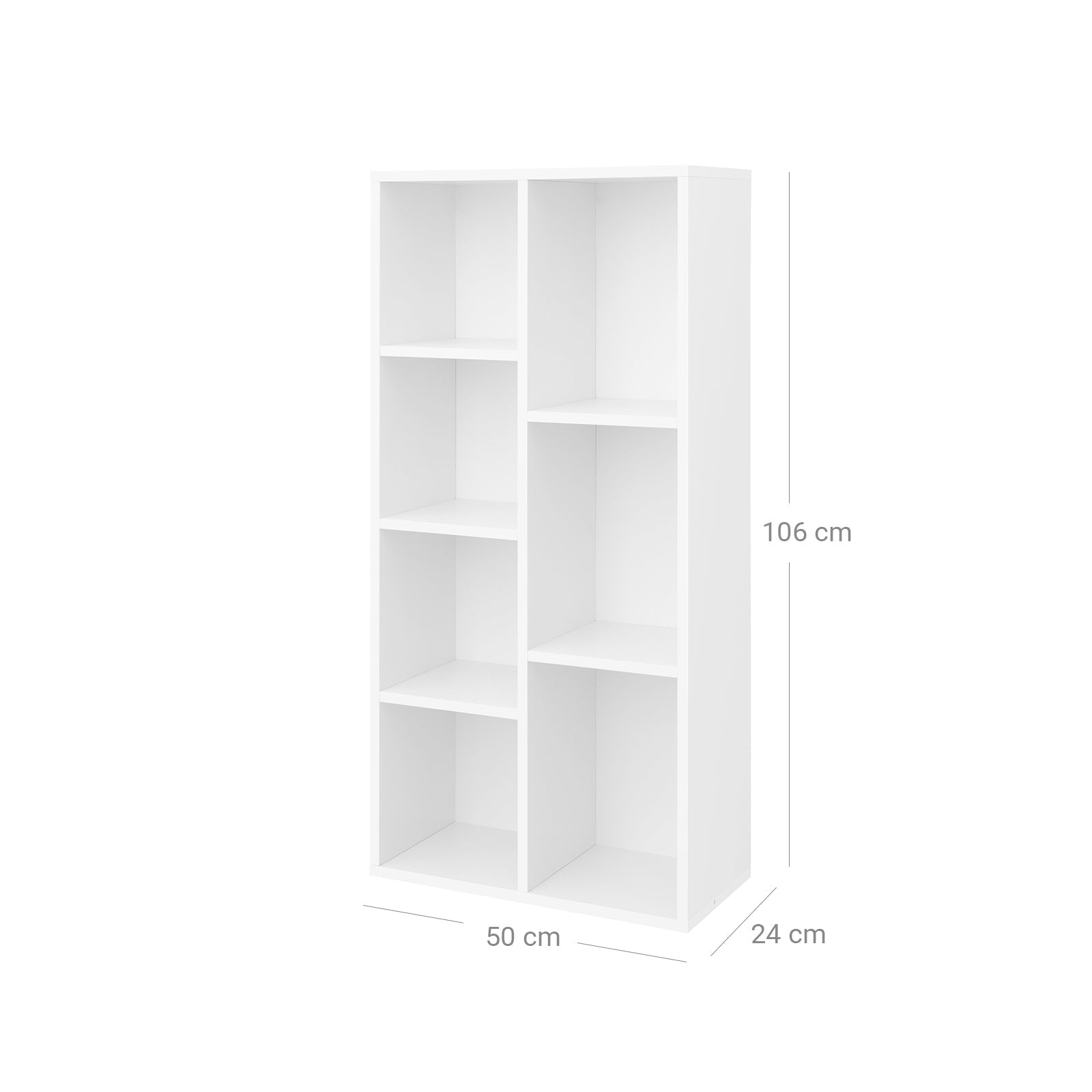 Bookcase - Standing cupboard - Storage cupboard with 7 open compartments - White